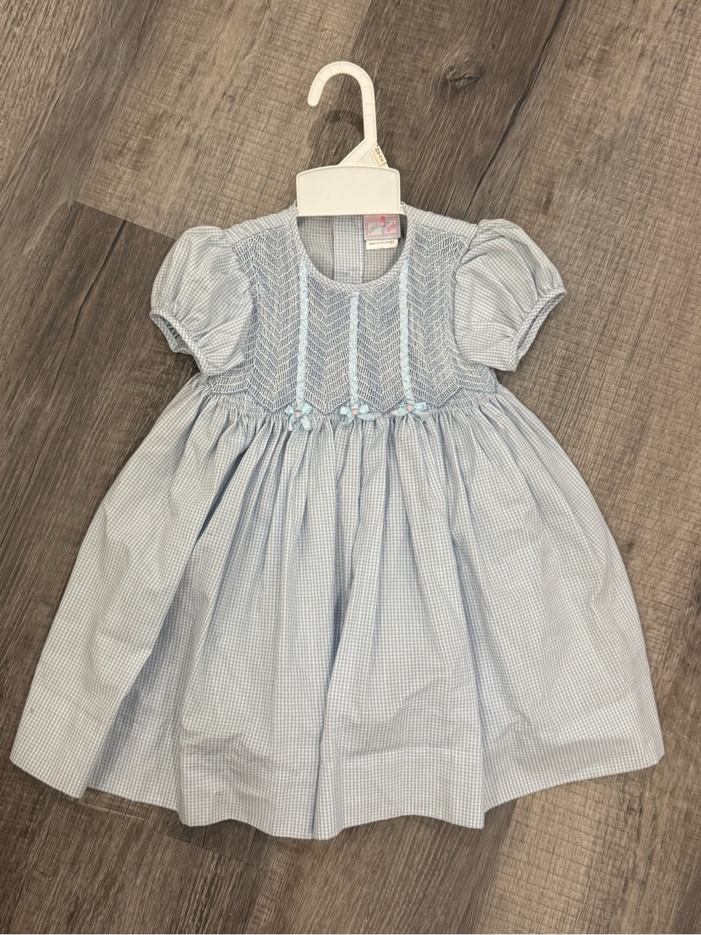 NWOT Vintage Petit Ami light blue 24 month smocked dress + bloomers